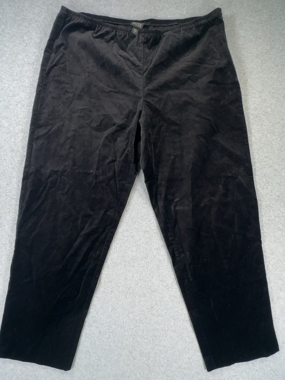 Eileen Fisher Velvet Straight Leg Pant Black Women's Size XL